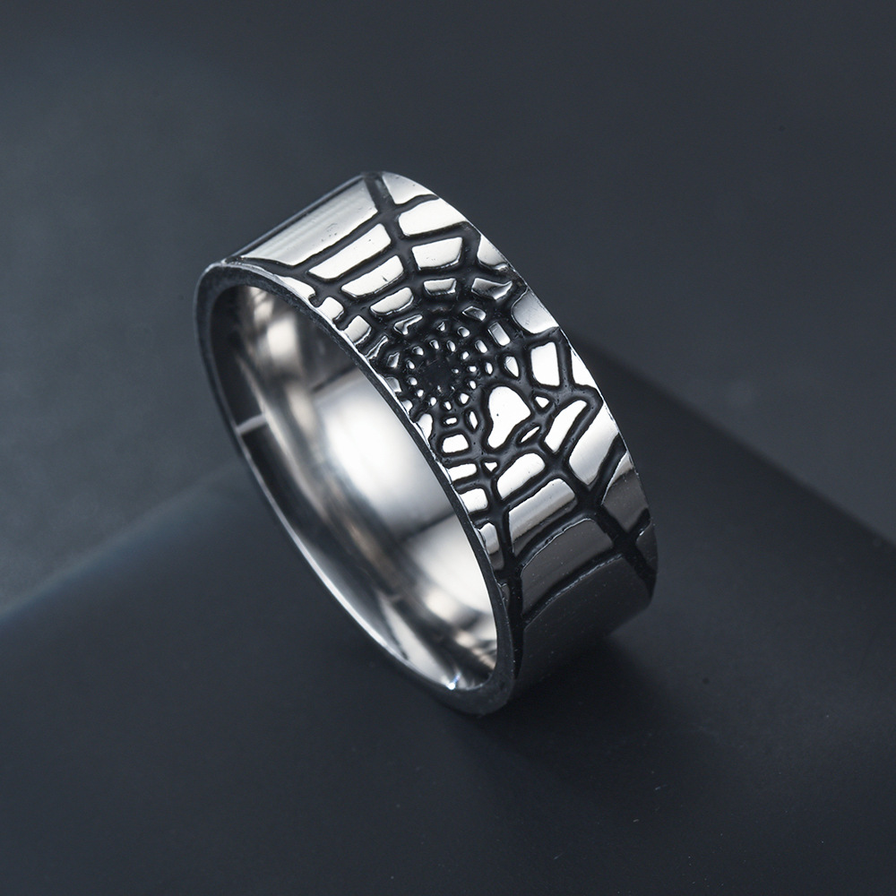 Initial Ring Custom - 스테인레스 스틸 간단한 스파이더 웹 반지
