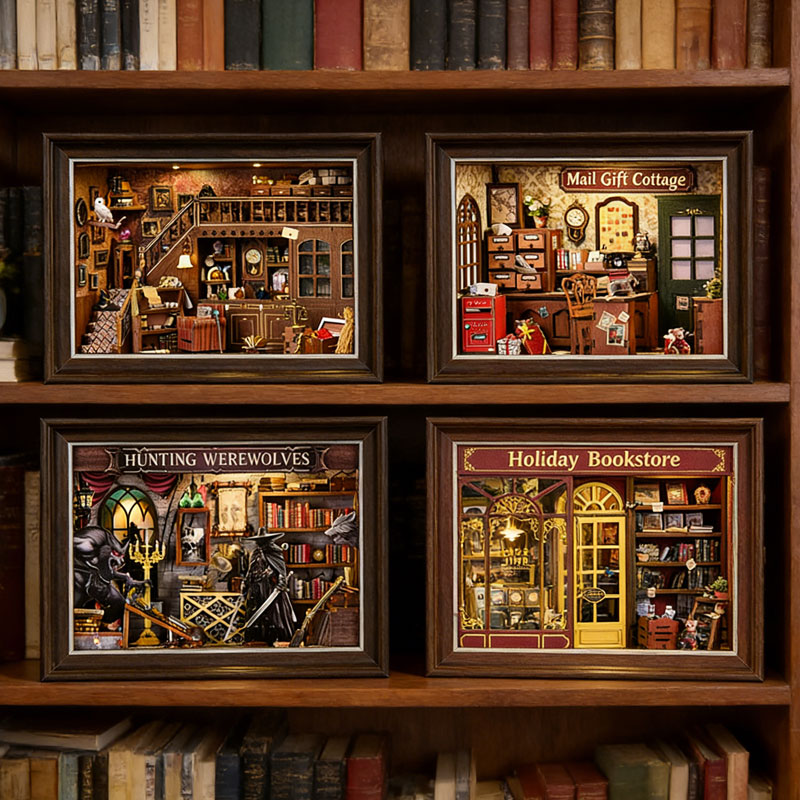 Engraved Wood Frame - DIY 3D 나무 책꽂이 키트 미니어처