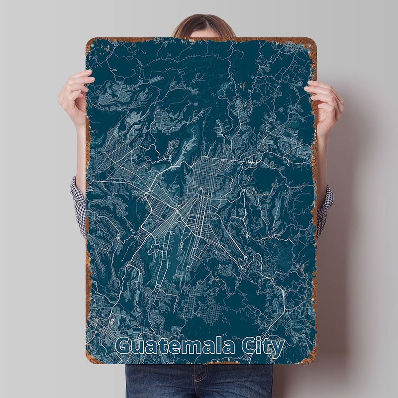과테말라 시티 지도 틴플레이트 포스터 맞춤형 벽 장식  - Custom Map Poster 리뷰 및 가격