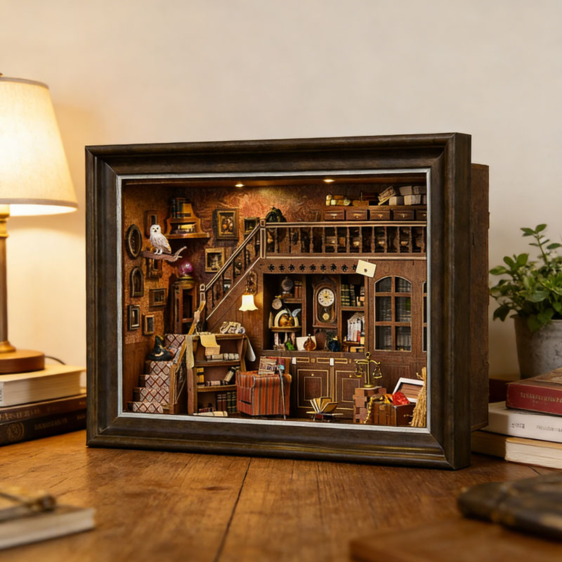 DIY 3D 나무 책꽂이 키트 미니어처 인형집 LED  - Engraved Wood Frame 리뷰 및 가격