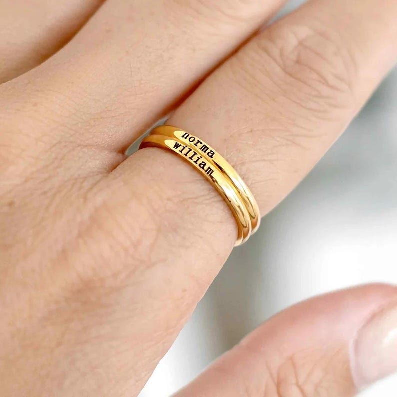 개인화 된 새겨진 이름 반지 여성을위한 맞춤형 편지 골 - Initial Ring Custom 리뷰 및 가격